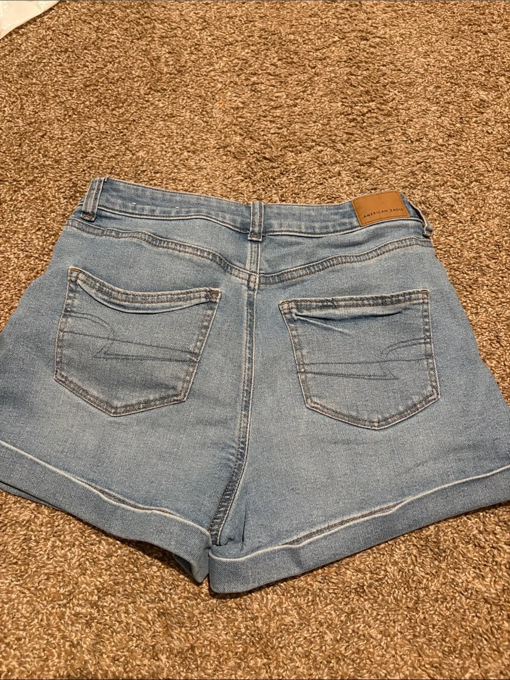 American Eagle Outfitters Light Wash High-Rise Denim Mom Shorts